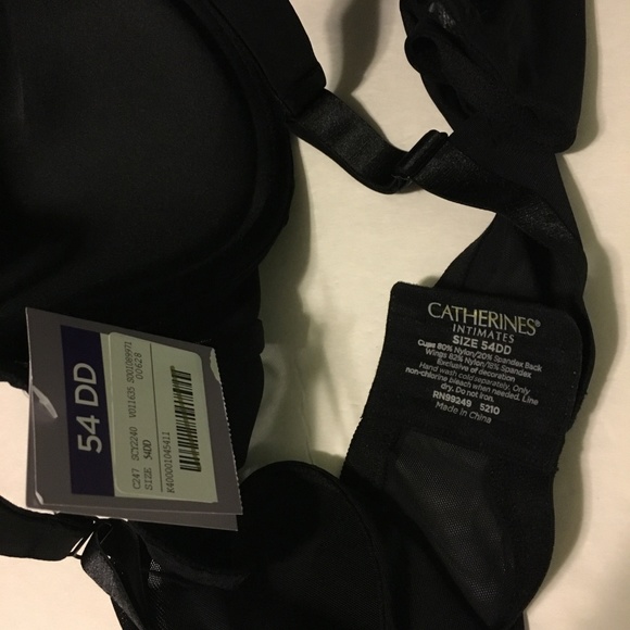 Catherines Balconette Underwire Bra Black Medium Coverage Adjustable 54DD - Picture 3 of 3